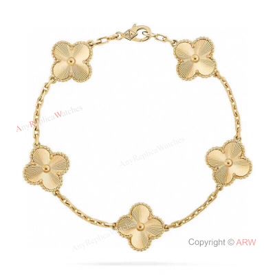 Best Quality V C&A Sweet Alhambra Yellow Gold Bracelet 5 Motifs